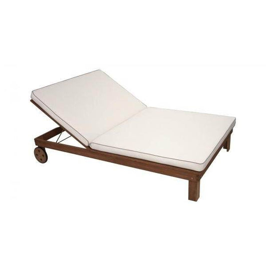 Doppelliege Rollenliege RIO, Eukalyptus geölt, mit Auflage cremefarben Beige - Palo24