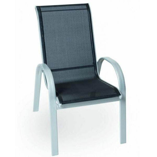 2 Stück Stapelsessel AMALFI, Aluminium + Kunstgewebe schwarz - Palo24