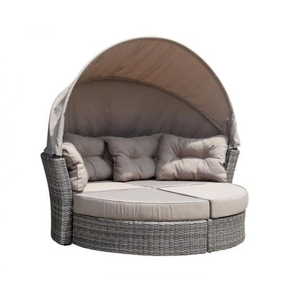 Relaxinsel MARBELLA, Alu + Polyrattan grau bicolor, Polster taupe