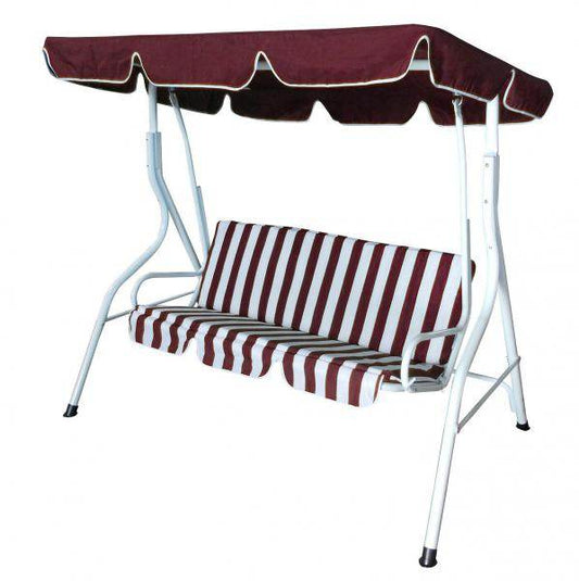 Hollywoodschaukel FLORIDA 3-sitzer, weiss / bordeaux - Palo24
