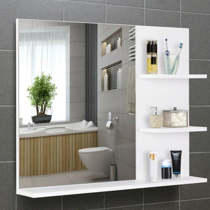 Specchio da bagno con 3 ripiani specchio da parete specchio mensola bagno MDF bianco