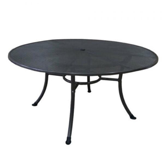 Table RIVO 150cm ronde, métal déployé gris fer