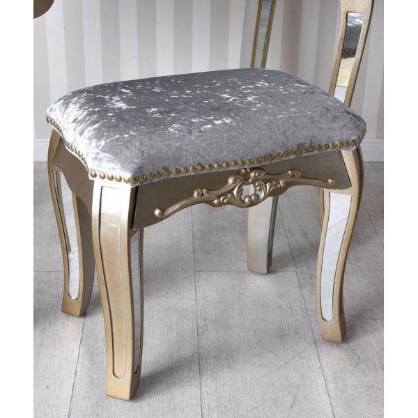 SCHMINKTISCH MIT HOCKER VERSPIEGELT FRISIERTISCH SPIEGELKONSOLE VINTAGE WANDTISCH - Palo24