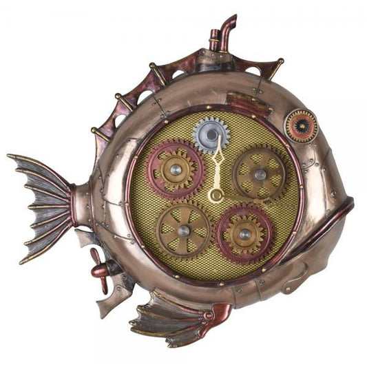 STEAMPUNK HORLOGE MURALE POISSON SOUS-MARIN DÉCOR HORLOGE MUR FIGURE FIGURE ANIMALE